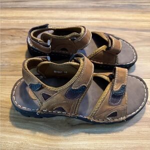 Men's Brown Leather Jousen Milan Brand Adjustable Strap Sandals
